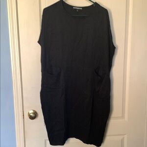 NU Construction Black Sheath Midi Dress with Crew Neck